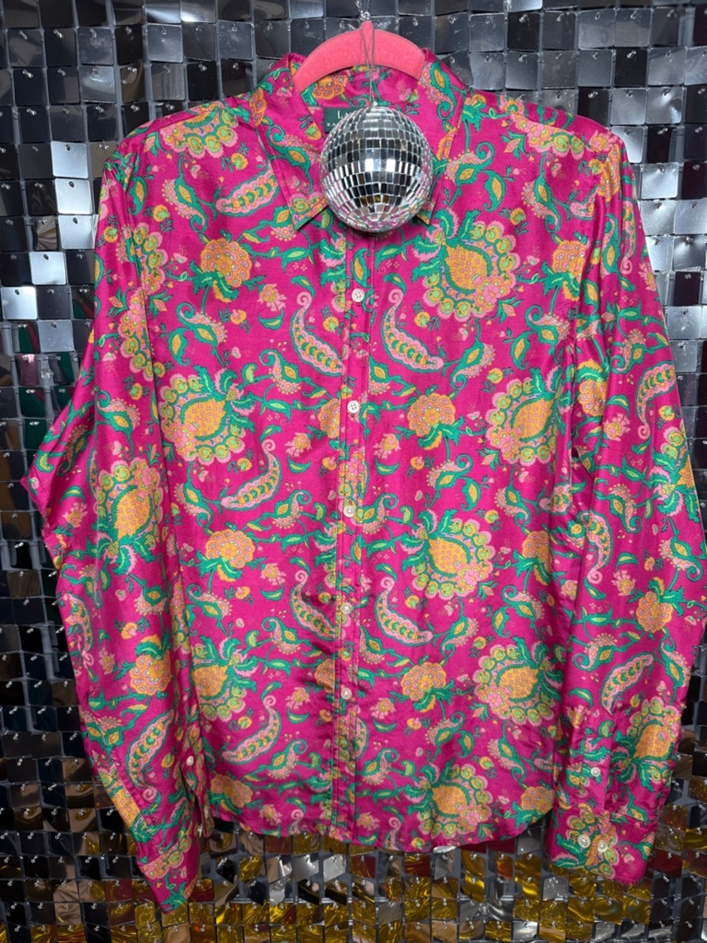 Ralph Lauren 100% Silk Paisley Blouse — Size L